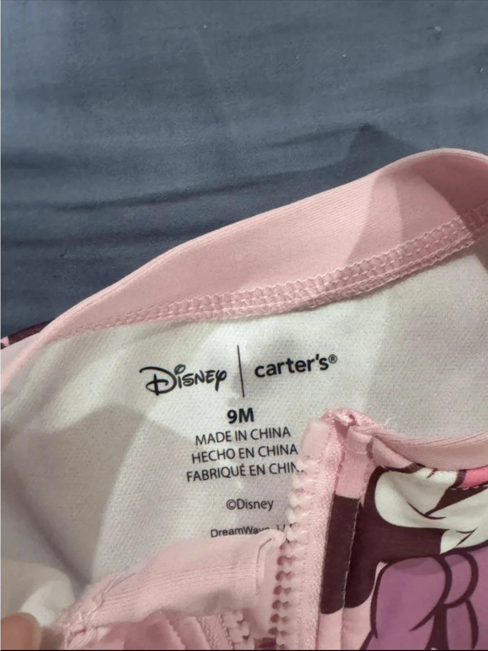 Carter's Pink Minnie Mouse Long-Sleeve One-Piece Swimsuit with Teal Bow Accents